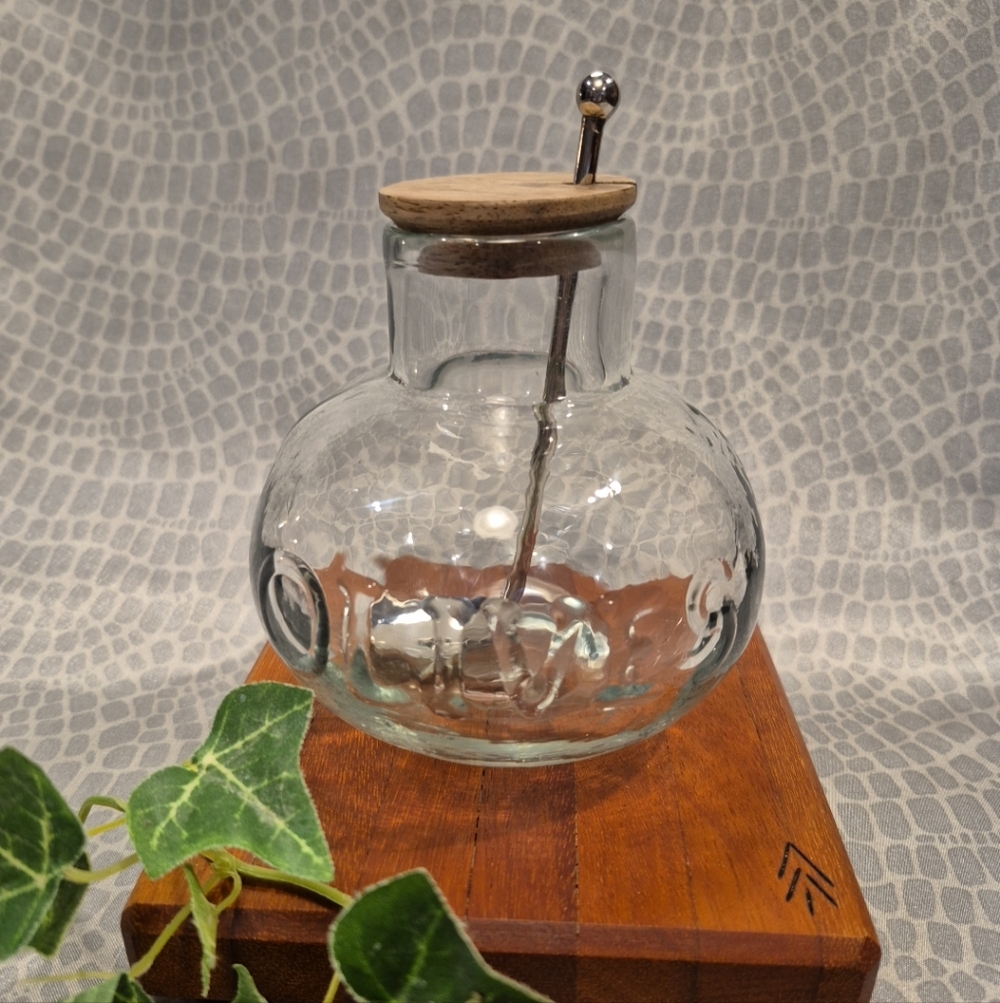 Mud Pie Glass Olive Jar & Spoon Set